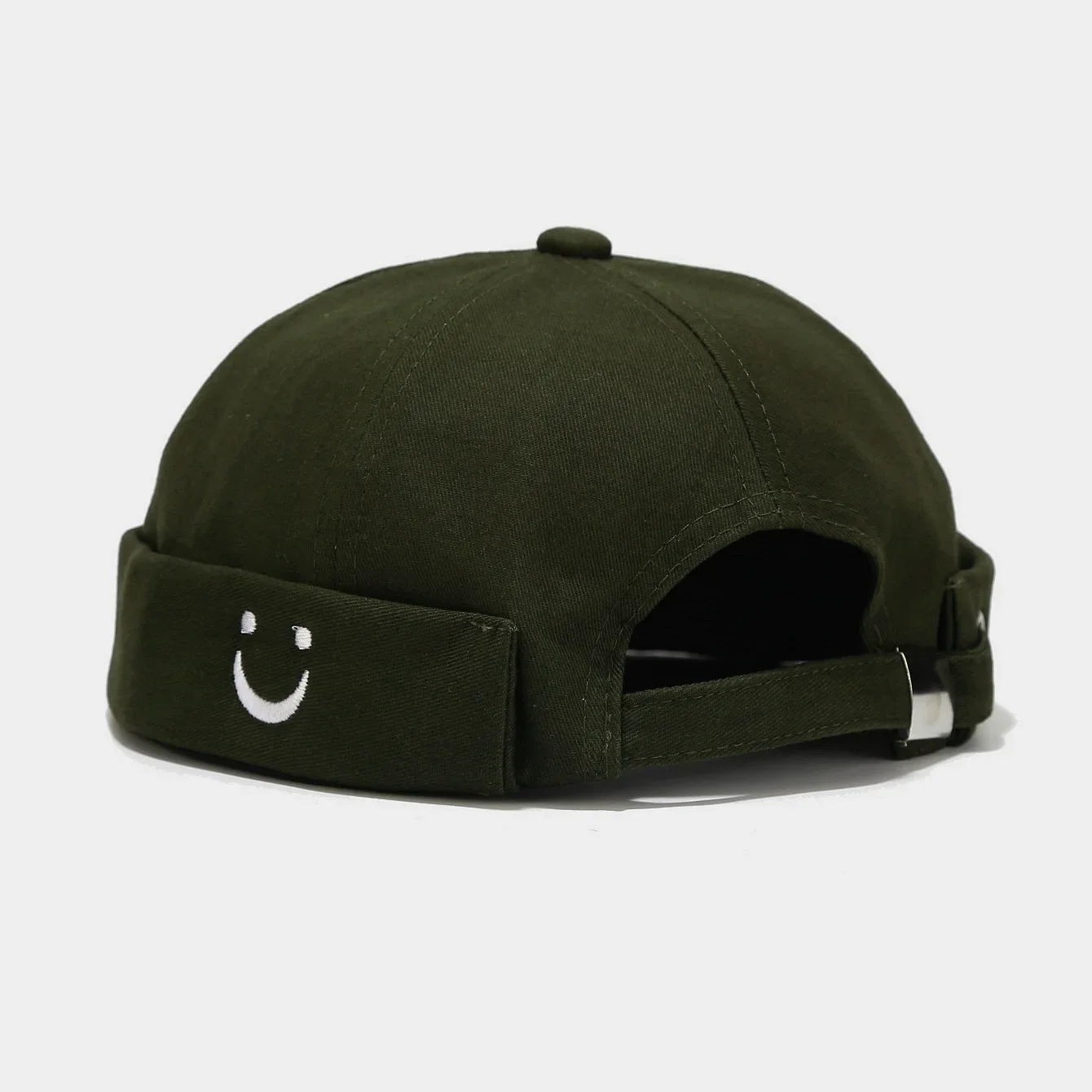 Einfache Smiley-Gesicht bestickte Baumwolle Vermieter Hut Männer und Frauen trendige randlose Melone Guppi Cap Baskenmütze trendige Hip-Hop-Mütze – Detail 9