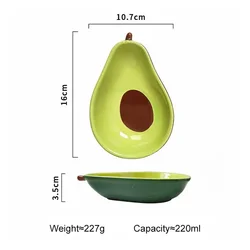 6.5 Inch Avocado Shape Ceramics Fruit Tray Creativity Dessert Plate Cute Household Salad Bowl Child Breakfast Dish Sushi Plate