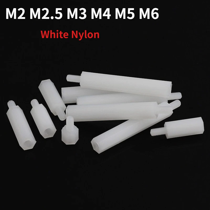 M2 M2.5 M3 M4 M5 M6 White Nylon Single Head Hex Standoff Plastic PCB Isolation Spacer