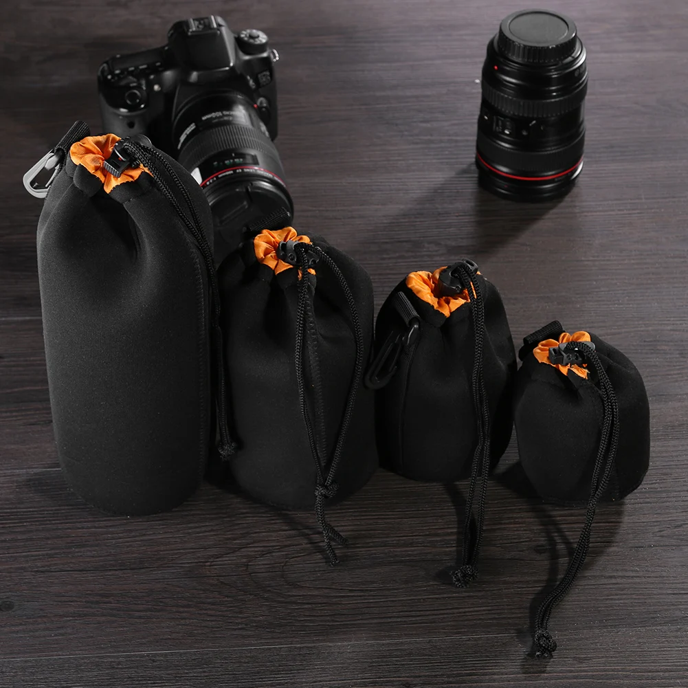 Waterproof Soft Neoprene Camera Lens Pouch Bag Drawstring Protector Case for Canon Sony Nikon DSLR Camera Lens Barrel Case