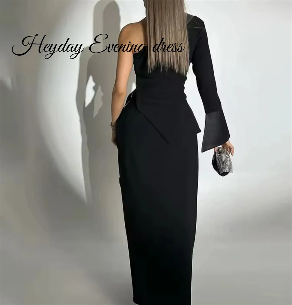 Heyday One Shoulder Customized Formal Party Dress Saudi Long Elegant Button Crepe Ankle Length Evening Dresses Luxury 2024