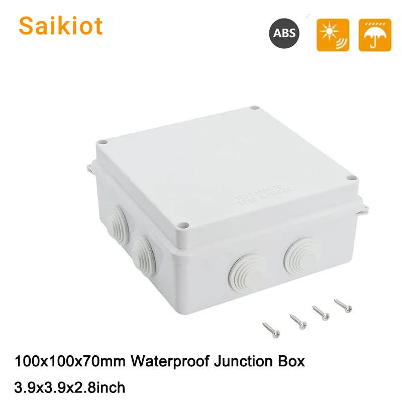 

Saikiot 100x100x70mm ABS IP65 Junction Box CCTV Camera Switch Enclosure Plastic Box Electrical Switch Waterproof Junction Box