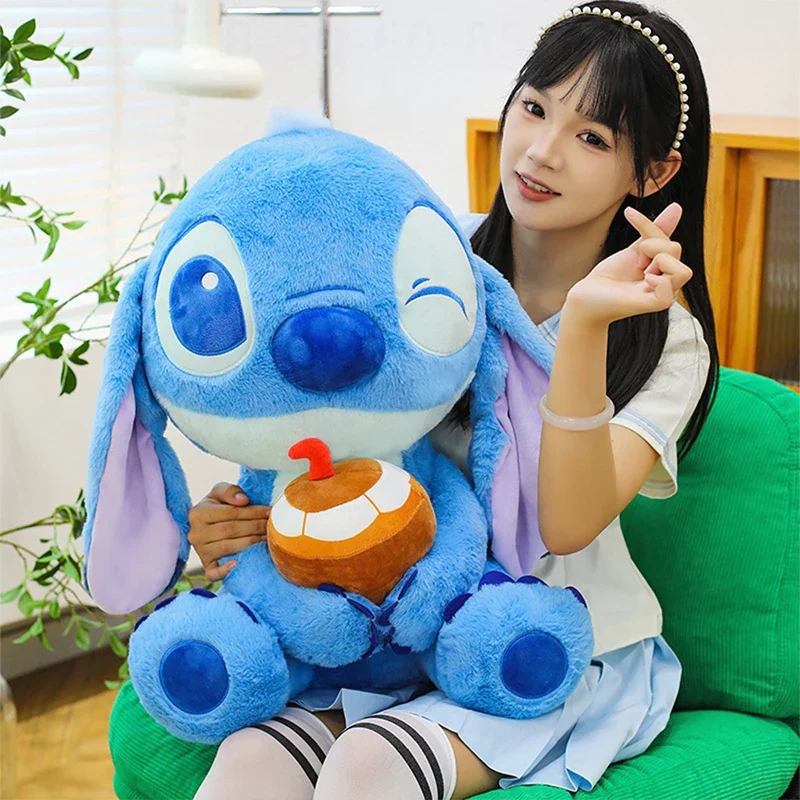 

Kawaii Disney Plush Toy Stitch Summer Coconut Design Cute Stuffed Doll Backpack Charm Kids Birthday Present For Children