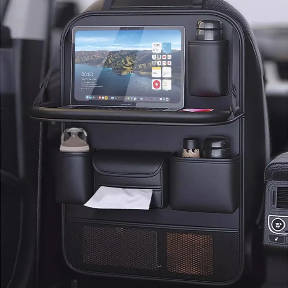 

Car Backseat Storage Bag with Foldable Table Tray, Large Capacity, Car Kick Mat with Touch Screen Holder, Multifunctional Backse