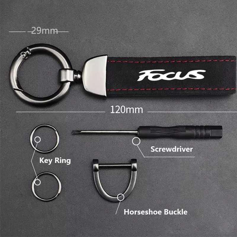 New Women Men Luxury Car KeyRing Suede Leather Car Keychain Accessories For Ford Focus Logo MK1 MK2 MK3 MK4 Fiesta Ranger