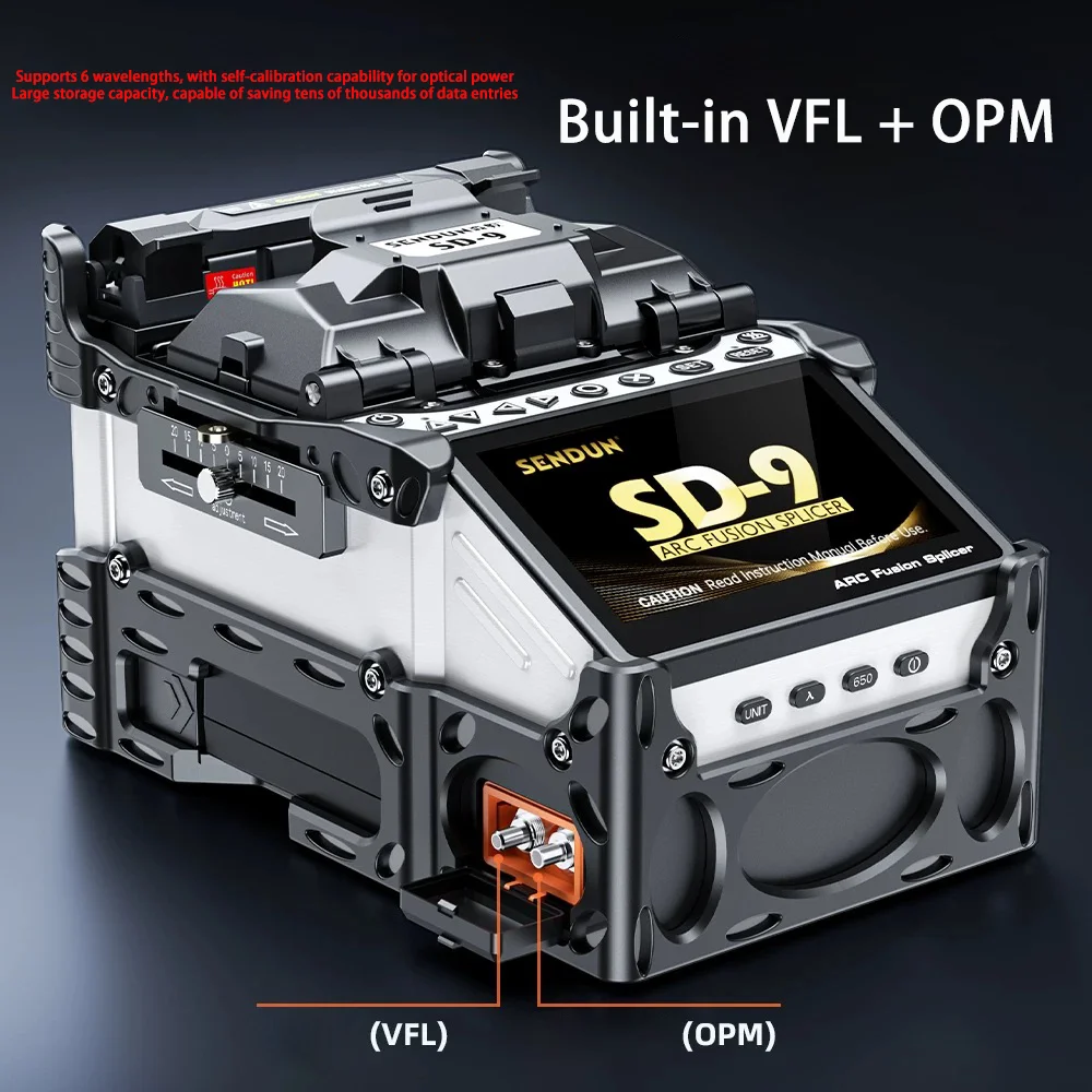 SD-9 Fusion Splicer with Touch Screen 6-Motor Core, Integrated VFL & OPM, Includes Carry Case