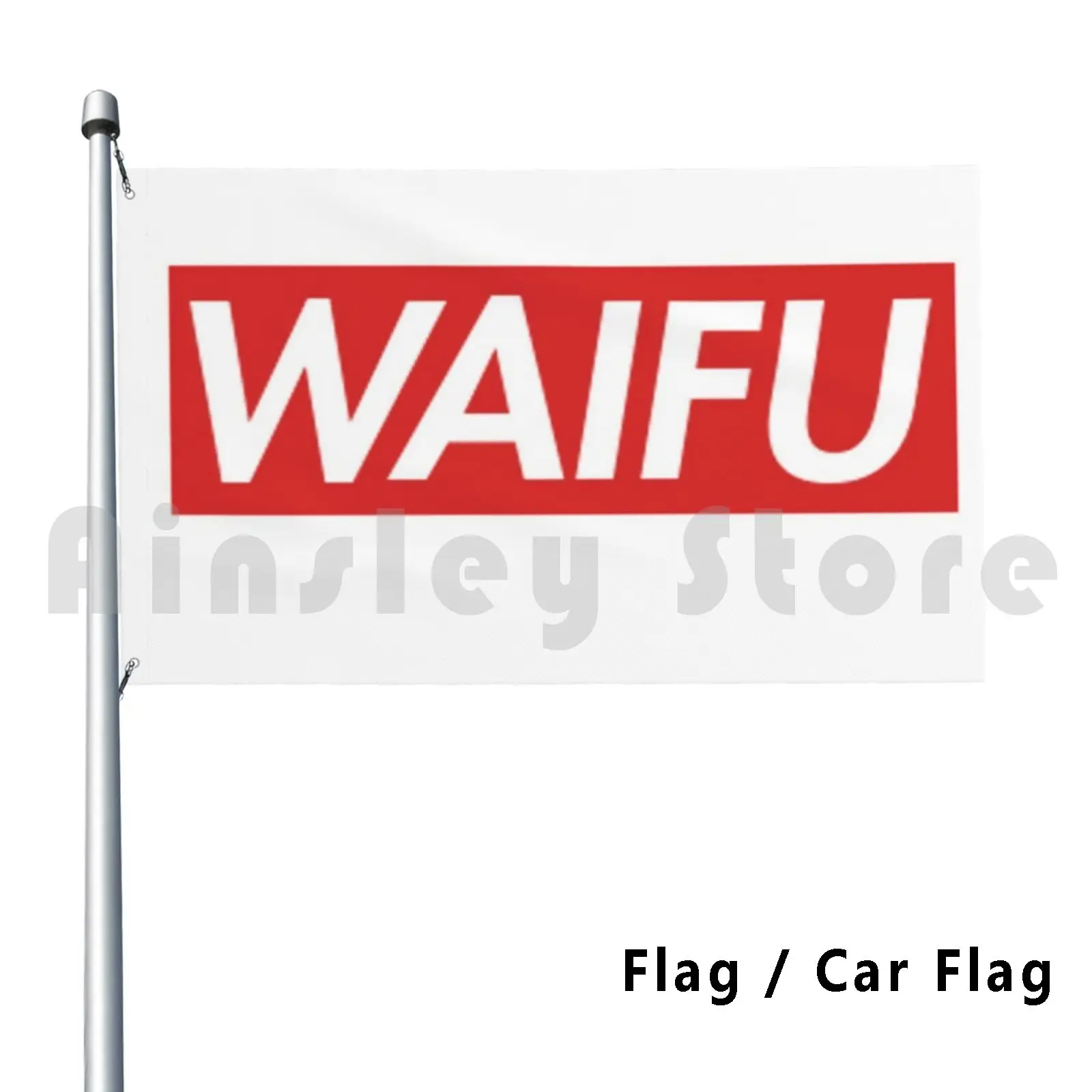 Waifu Logo Outdoor Decor Flag Car Flag Waifu Anime Anime Girl Meme Funny Hypebeast Funny Meme Satire Ironic Red Waifu