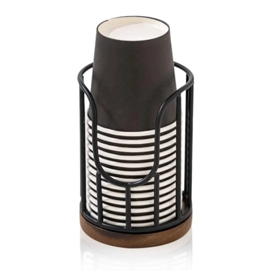 

Bathroom Cup Dispenser with Acacia Wood Stand - Essential Bathroom Accessories for Toothbrush Holders and Mouthwash Cup Dispens