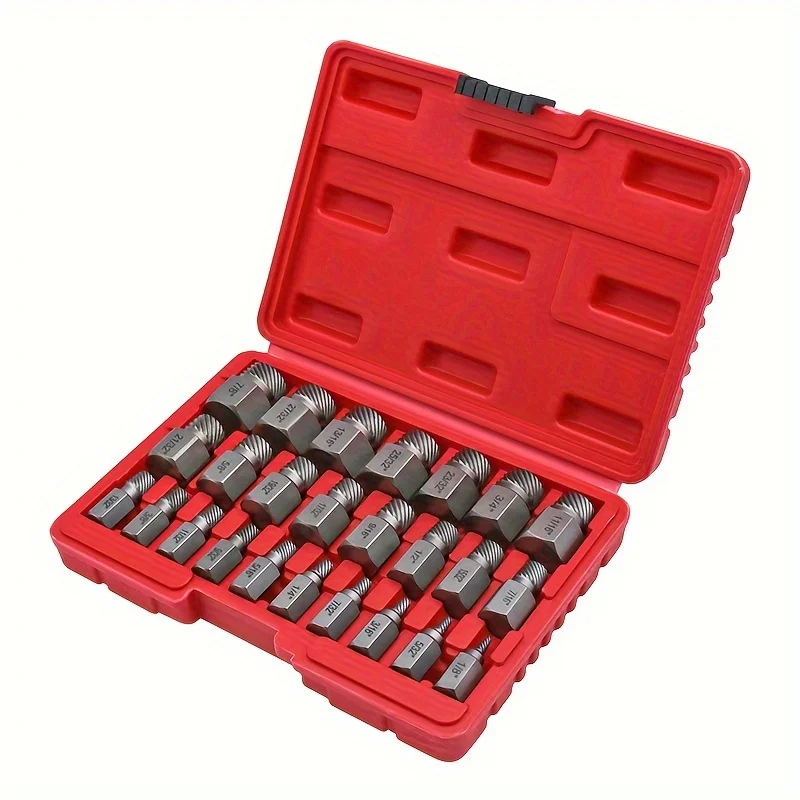 25PCS Screw Extractor Set, Hex Head Multi-Spline Easy Out Bolt Extractor Tool,for Removing Broken Studs Bolts Socket Screws