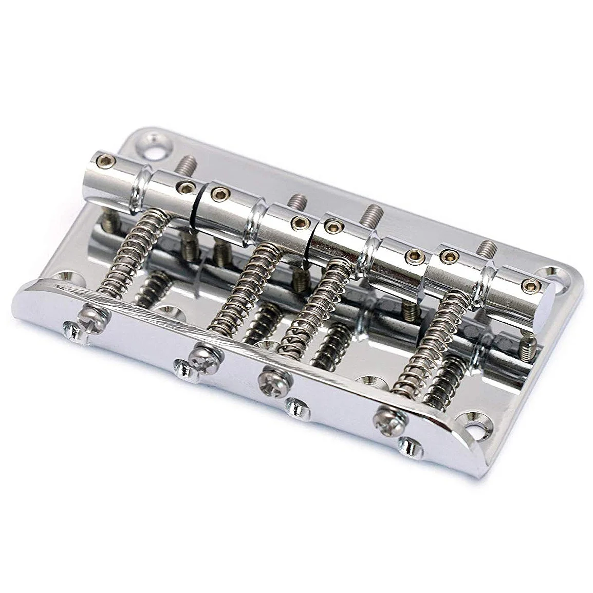 Hard Tail Fixed Bass Guitar Bridge Compatible with 4 String or Precision Bass Style Bass Guitar Top Load Chrome