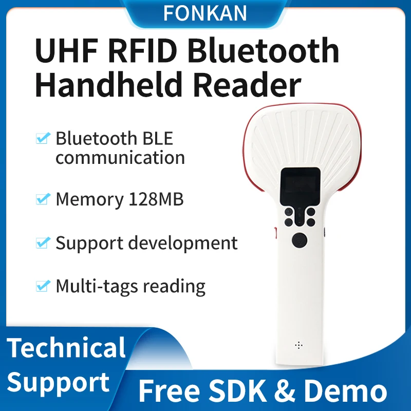 

FONKAN 3M long range UHF RFID Bluetooth Portable Handheld Reader 860-960mhz Scanner for Warehouse asset data inventory