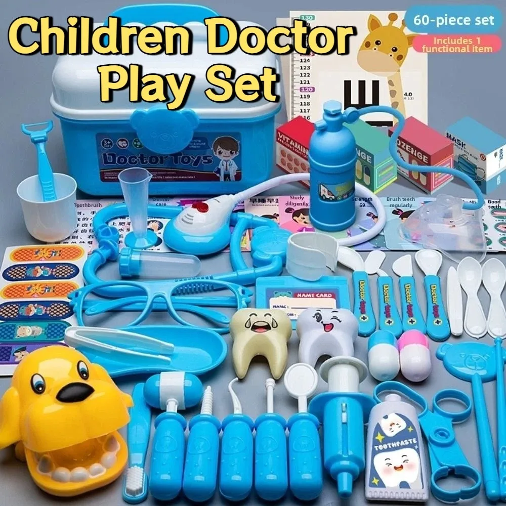 Crianças criativas médico jogar conjunto simulação educacional dentista médico fingir role play kit engraçado azul/rosa