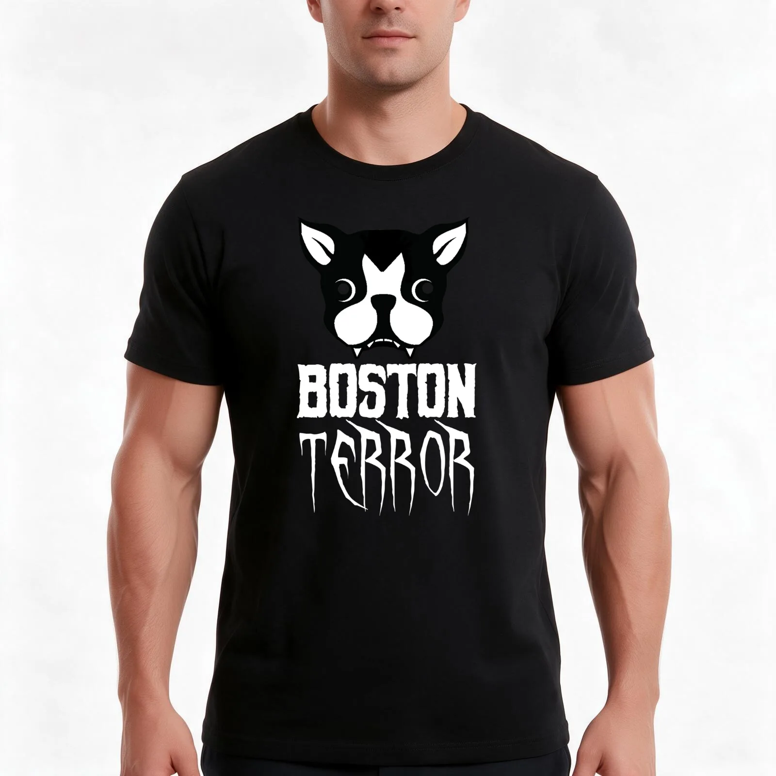 Boston Terror Funny & Cute Terrier Dog T-Shirt Summer Casual Cotton Tee Oversized Streetwear Tops Vintage Graphic Print