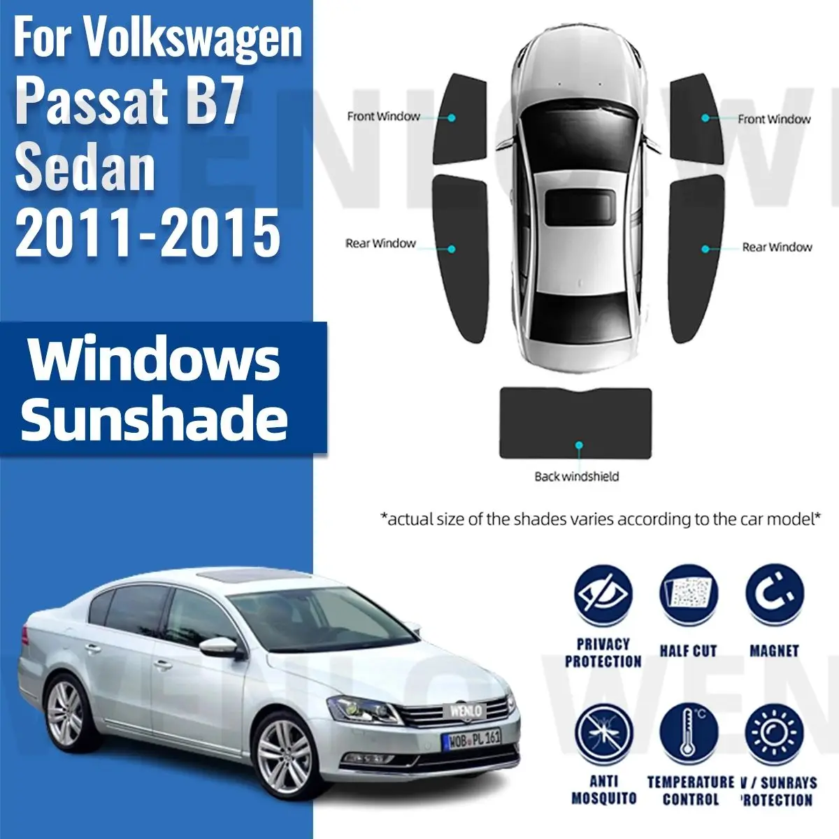 

For Volkswagen VW Passat B7 2011-2015 Car Sunshade Visor Front Windshield Frame Curtain Rear Baby Side Window Sun Shade Shield