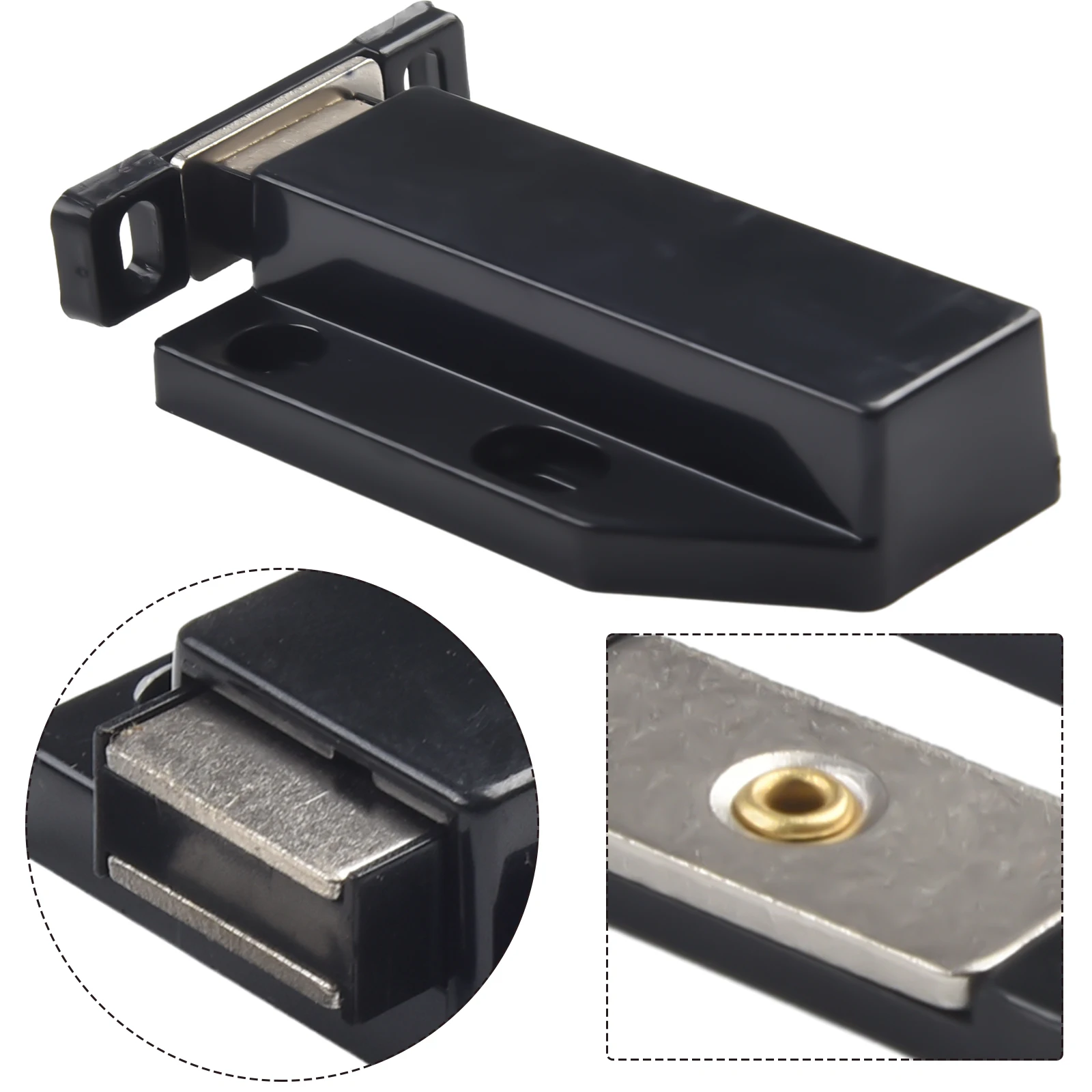 

High Quality Brand New Cabinet Catch Door Stopper Self-locking 4 Pcs/set Black Door Catch Push To Open Stainless Steel+ABS