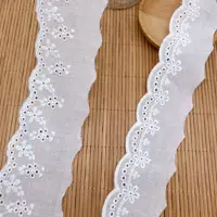 5 yardas/lote de telas de encaje de flores huecas bordadas de algodón blanco, adornos de encaje para ropa, accesorios de costura, artesanía de encaje DIY