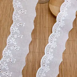 5Yards/Lot Wit Katoen Geborduurde Hollow Bloem Kant Stoffen Kleding Lace Trim Naaien Accessoires Diy Kant Craft