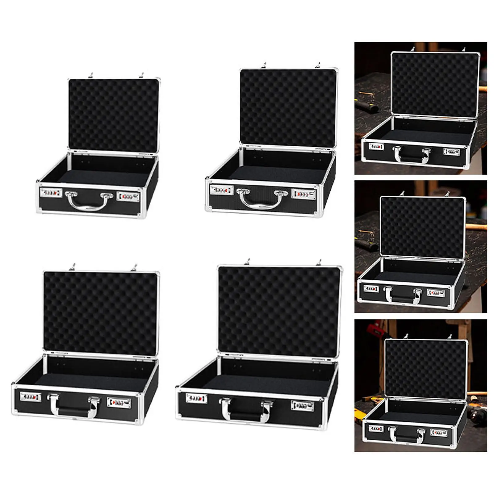 Durable Aluminum Frame Suitcase Tote Storage Case for Personal Items Passports Document with Foam Insert and Locks