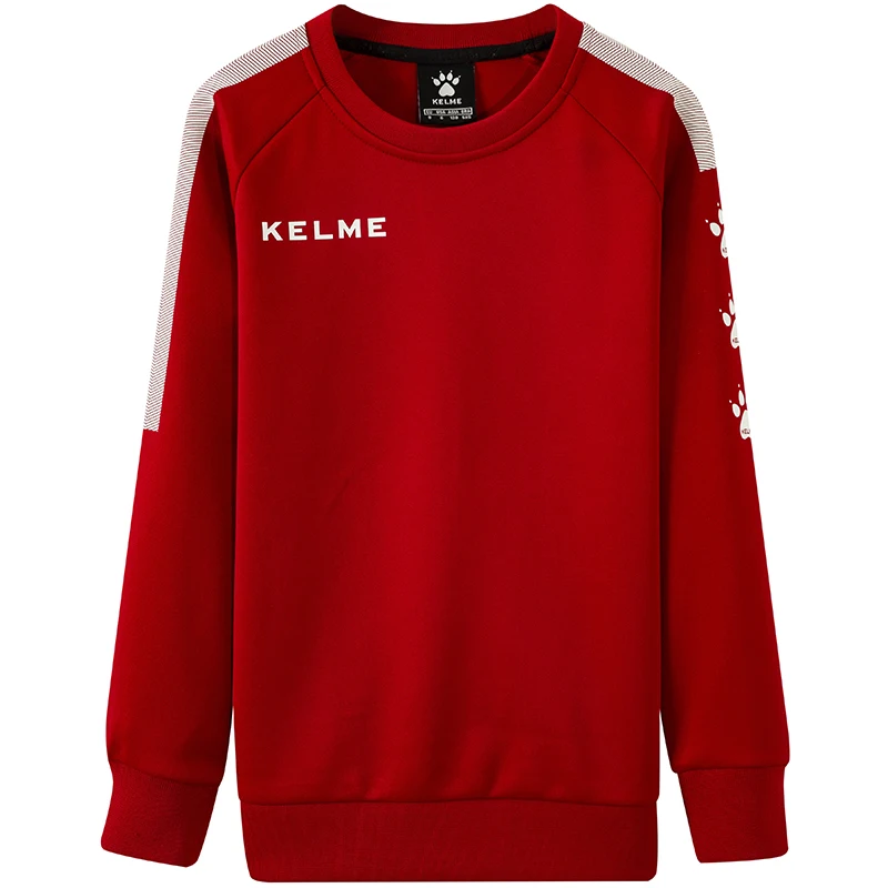 Kelme Hoodie olahraga anak-anak, Pullover latihan sepak bola pelajar, olahraga kerah bulat lengan panjang