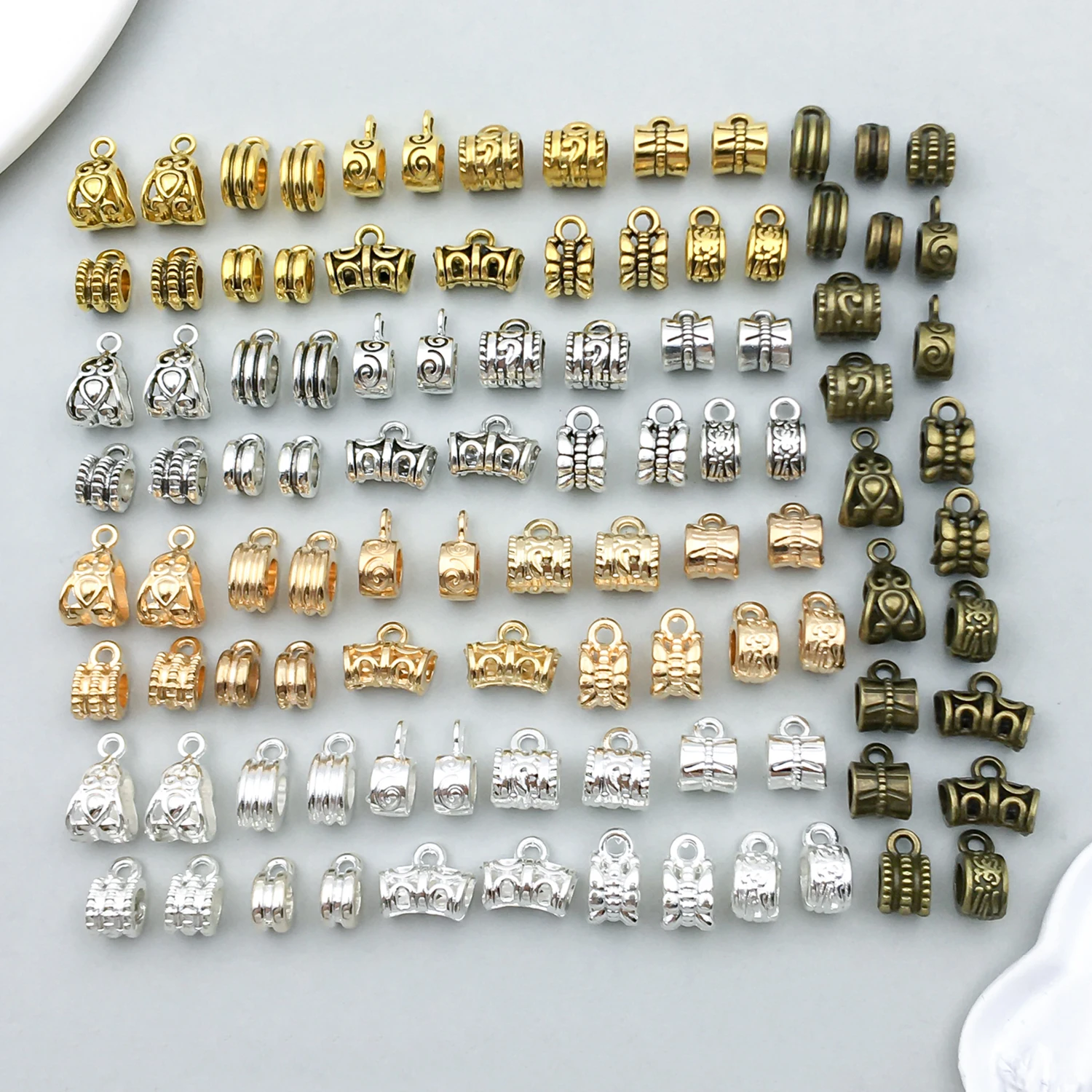 20pcs/100pcs Alloy antique silvery golden three-way pendant Jewelry Making DIY Earrings Charms for Jewelry Bracelets Necklace
