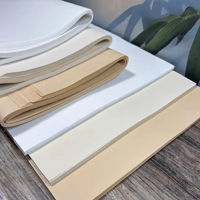 50 Sheets Chinese Flower Bird Painting Paper 34x34cm Square Raw/Semi-Raw Xuan Paper for Freehand Style & Art Creation