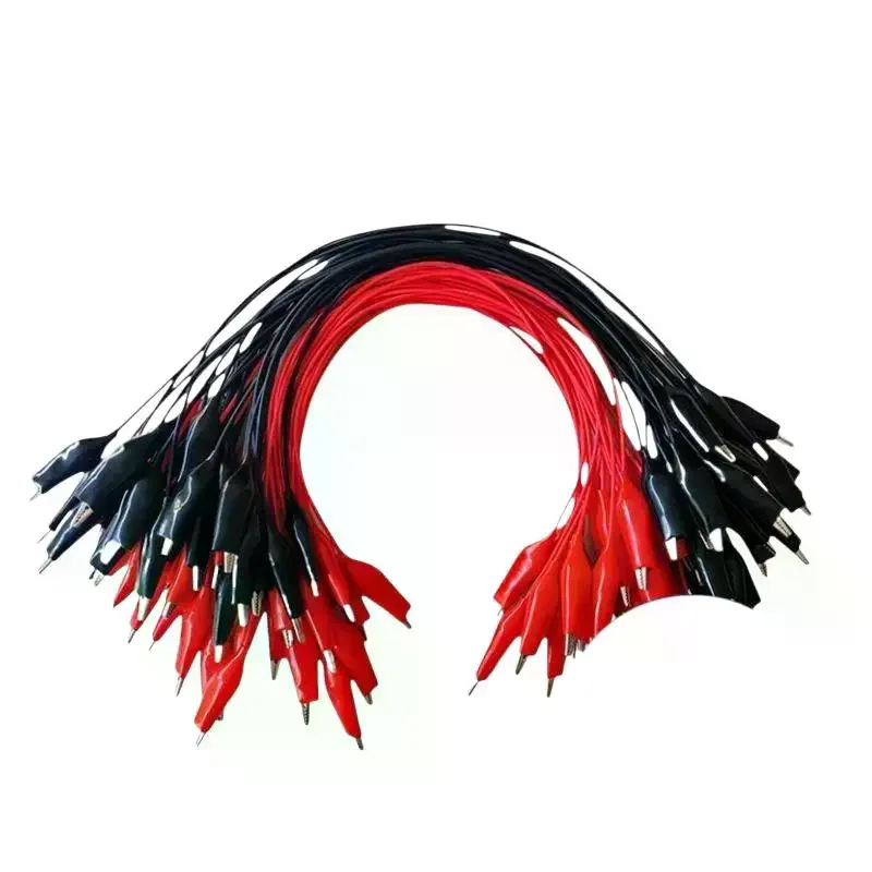 2Pcs DIY Test Leads Double-ended Crocodile Test Clips Red Black Alligator Clips For Multimeter Measure Tool Lead Connector