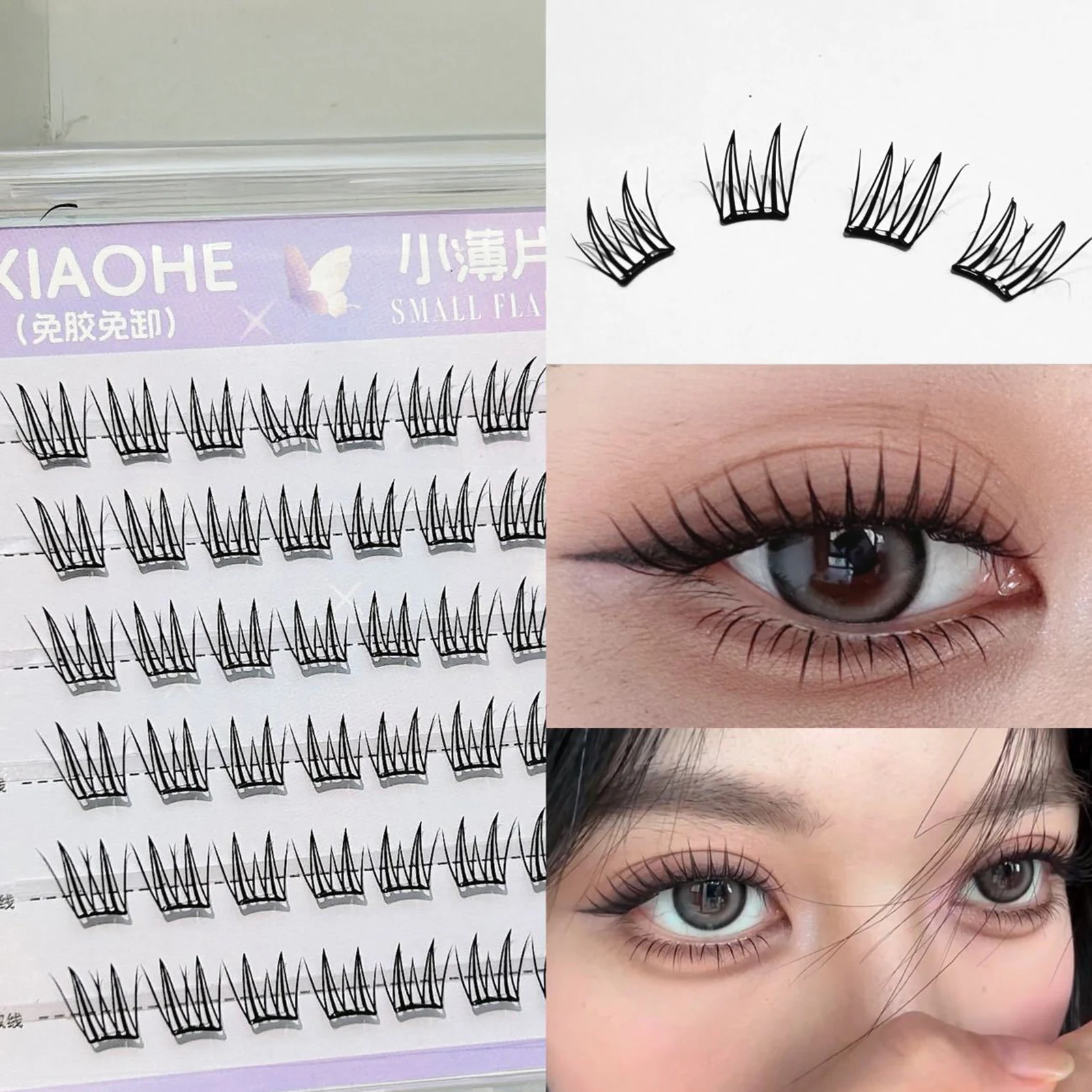 8-13 مللي متر خالية من الغراء الرموش الصناعية الأسود مانغا مجموعات جلدة للنساء الفتيات نظرة طبيعية ذاتية اللصق لتقوم بها بنفسك جلدة ماكياج