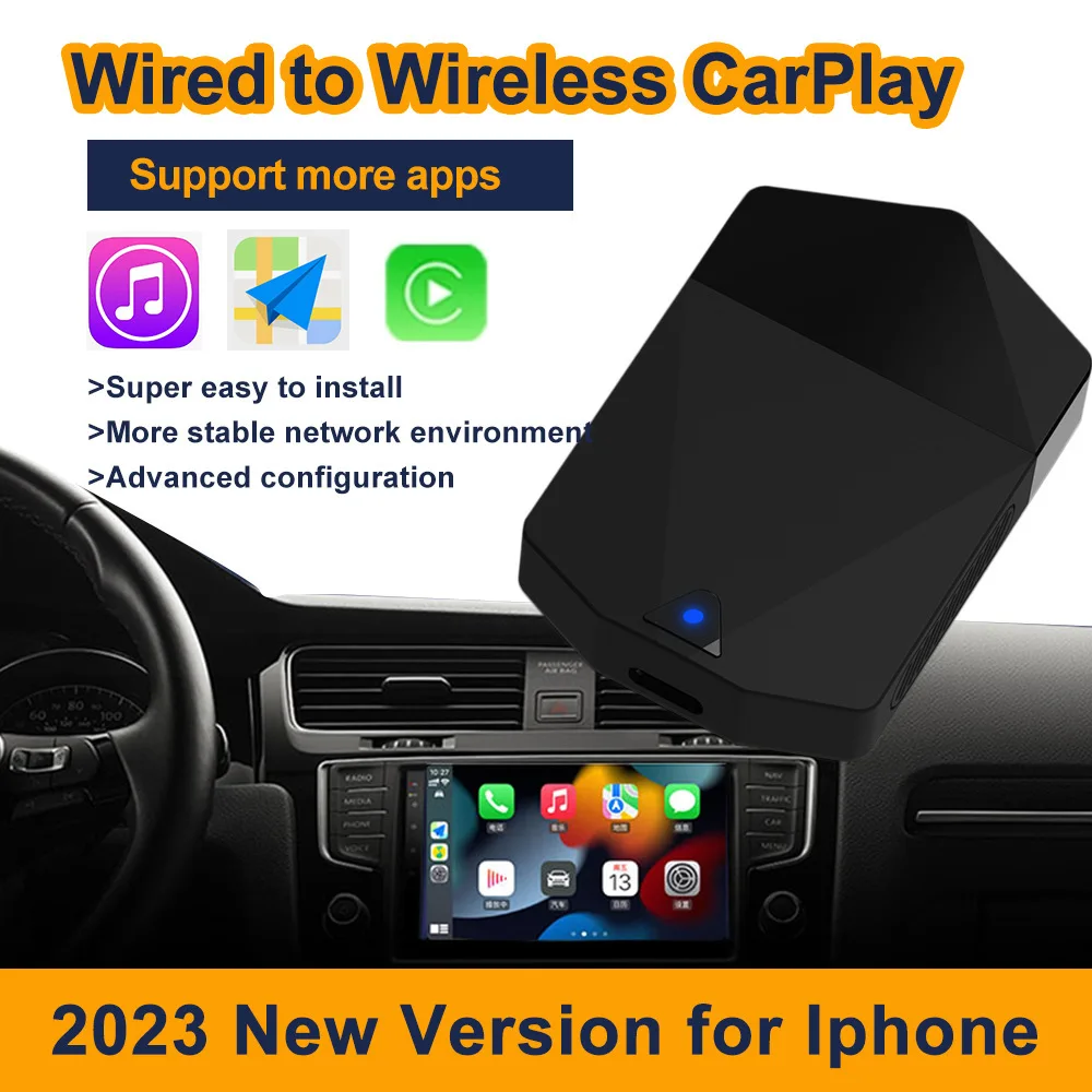 Carplay Adapter-Converteer Bedraad Naar Draadloze, Snelle Verbinding, Geniet Van Video/Muziek/Navigatie/Telefoongesprekken, Compatibel Met Ios