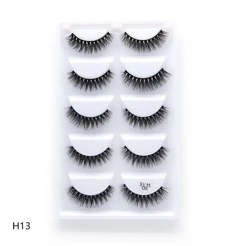 5 Pairs Multipack 3D Mink Lashes False Eyelashes Handmade Wispy Fluffy Fake Lash Natural Eye Makeup Tools Faux Eye Lashes H13