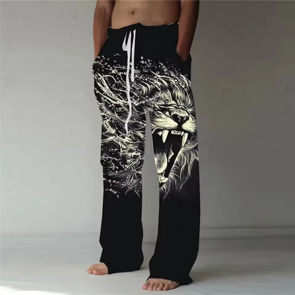 2026 Modische Neue Dunkle Retro-Tintenmalerei-Stil Lose Gerade Hose Geeignet für Outdoor Street Hip-Hop Freizeithose – Detail 4