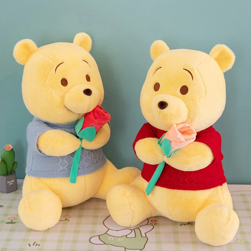 35/50/85cm Disney Plush Toys Scarf Winnie Pooh Flower Kawaii Anime Plushie Dolls Pooh Bear Stuffed Christmas Gift for Children