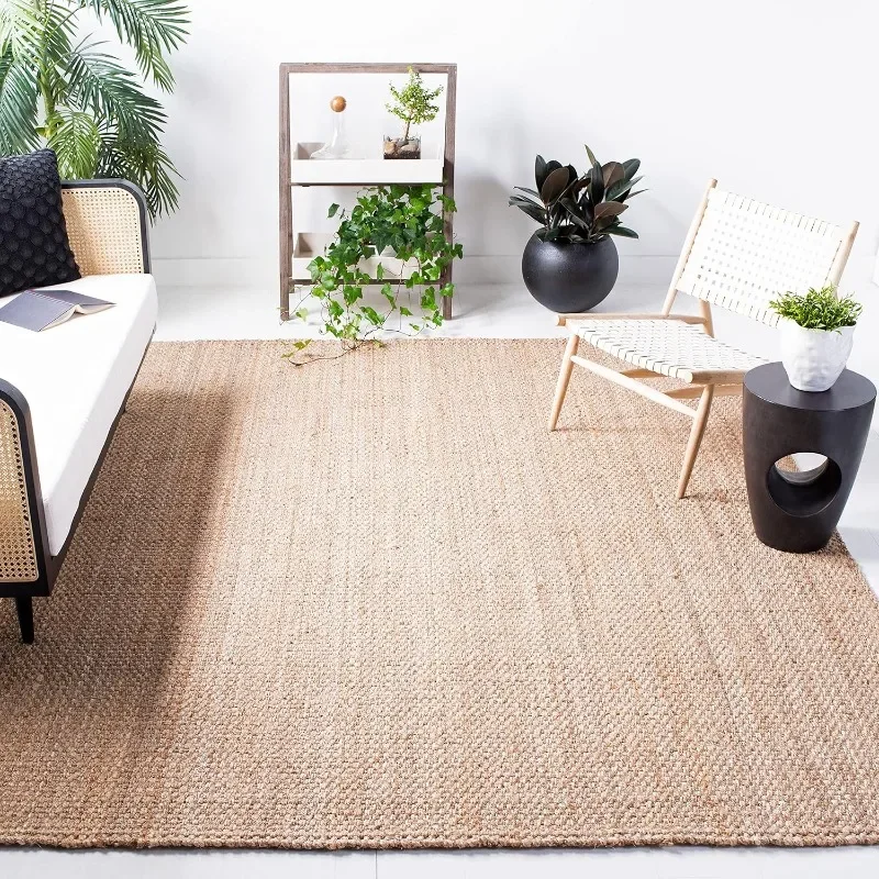 

Natural Fiber Collection Large Area Rug Natural, Handmade Basketweave Jute, Ideal for High Traffic Areas in Living Room