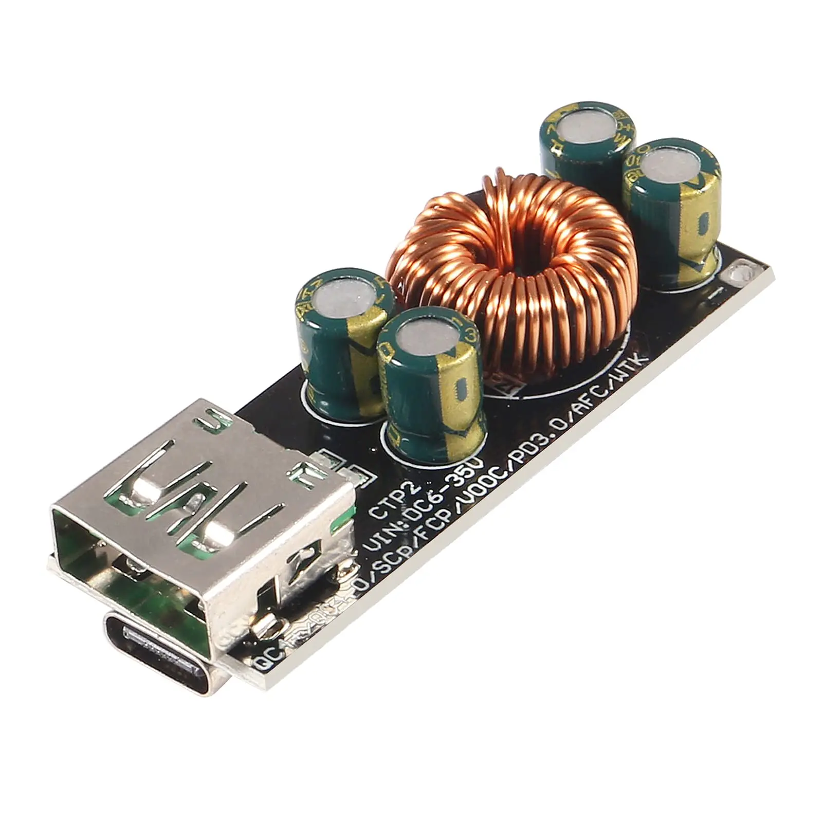 60W 6-35V DC to USB Type C PD 3.0 QC4 Type A QC3.0 DC Step-Down Power Module USB Type-C Mobile Phone Quick Charge Adapter