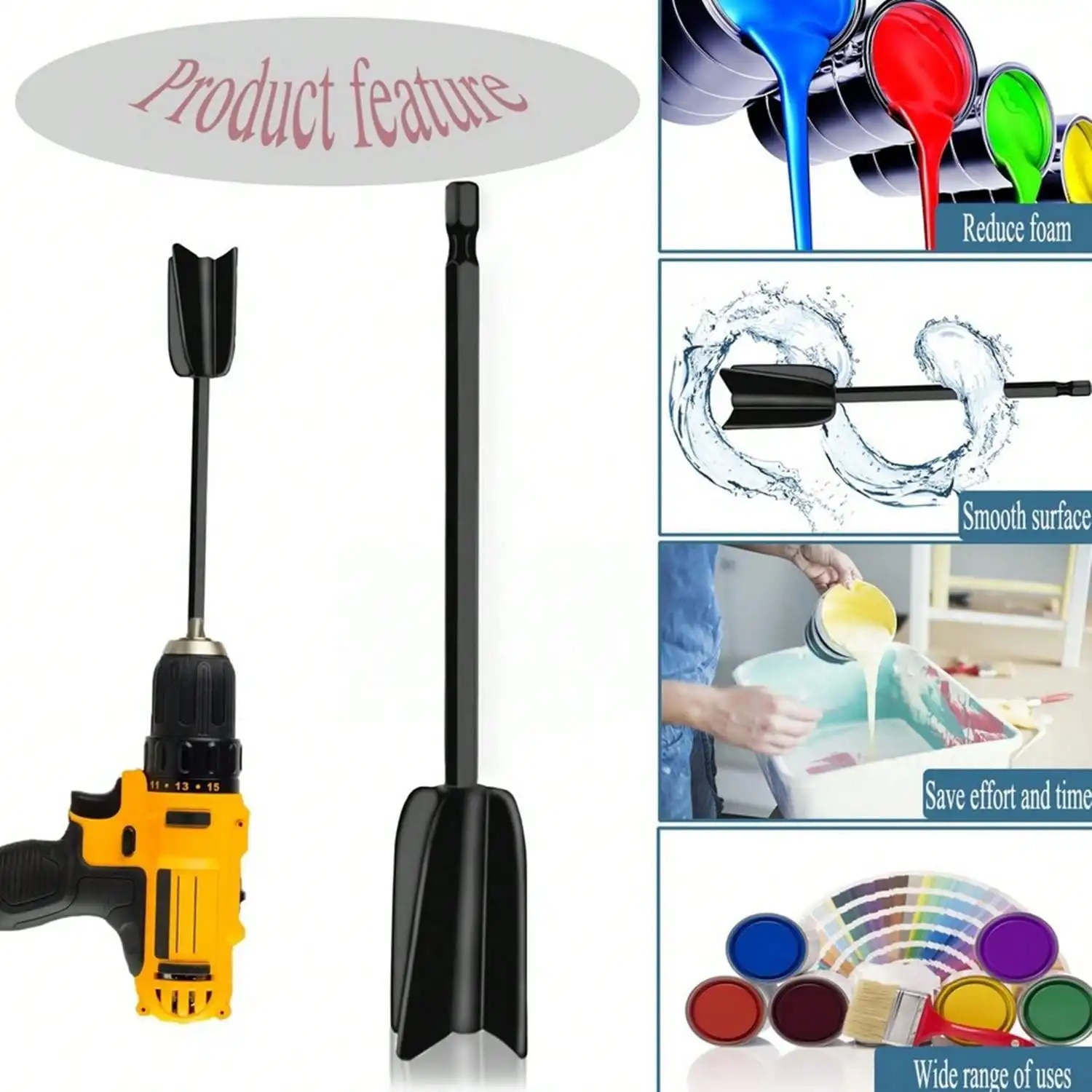 1Pcs Paint Mixer Drill Mixer Paddle Helix Shape Sturdy Anti-corrosion Epoxy Paint Mixer Drill Attachment for Household