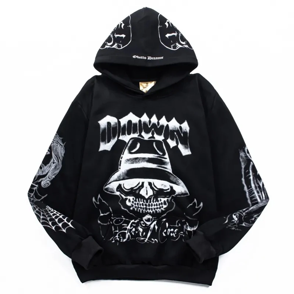 New Autumn And Winter Fashion Trend Dark Style Y2k Hooded Sweatshirt Unisex American Street Casual Loose High Quality Hoodie Men