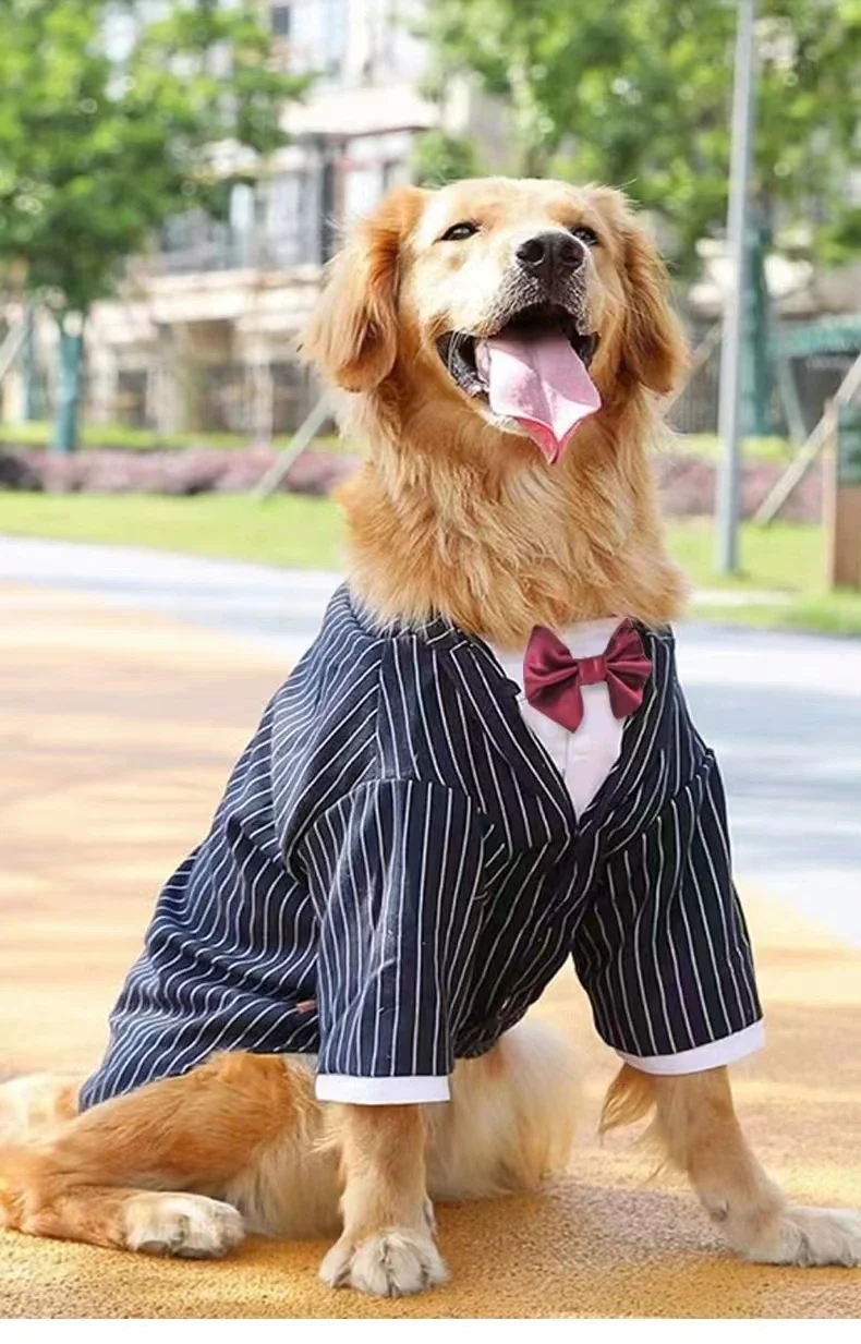 Tuxedo for Dogs Stripe Big Dog Suit Wedding Golden Retriever Husky Large Dog Clothes