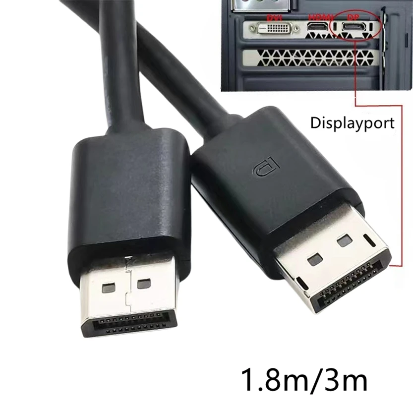 Cable DisplayPort 4K 1,8 m 3m DP macho a DP macho Cable de puerto de pantalla Compatible con Lenovo Dell HP ASUS Monitor de escritorio portátil