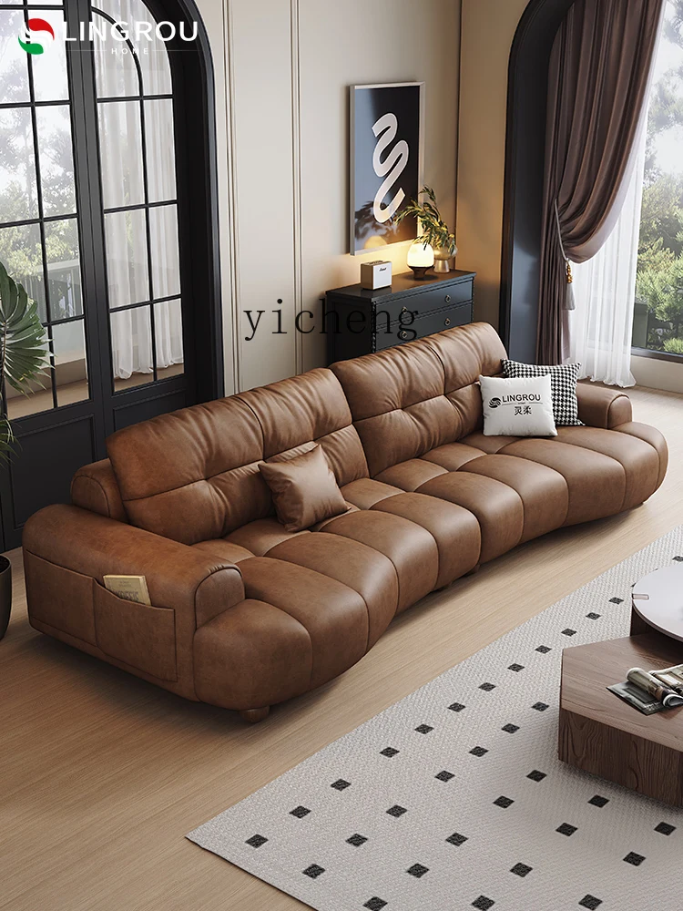 ZK Lingsoft Leather Sofa Modern Minimalist Living Room Cotton Candy Fengyunduo Sofa