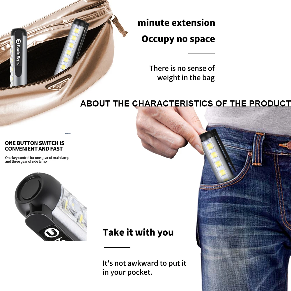 Powerful Led Flashlight 2 in 1 LED Built in Battery Shot Long Smart Type-c Rechargeable Flash Light Mini Torch Lamp For Camping