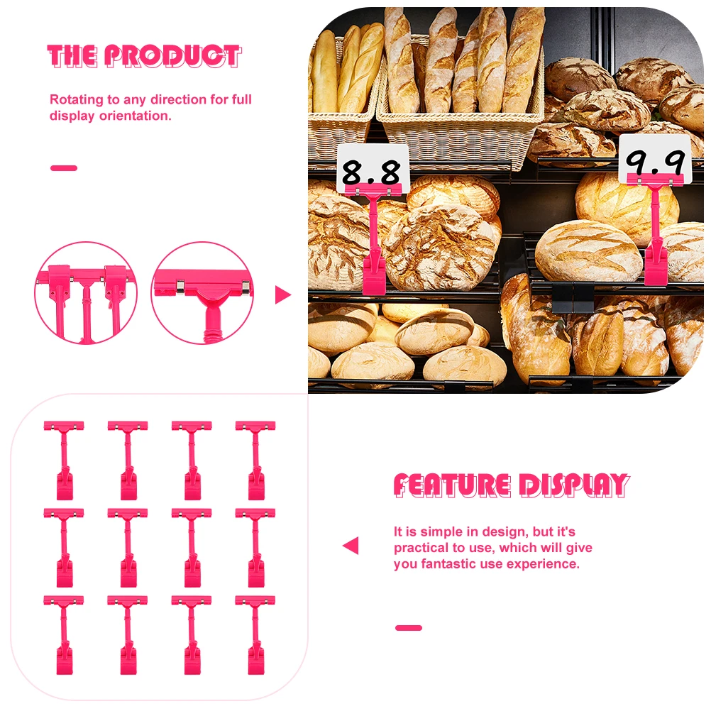 

12 Pcs Merchandise Tag Holder Price Clips Plastic Sign Display Clothing Rack Retail