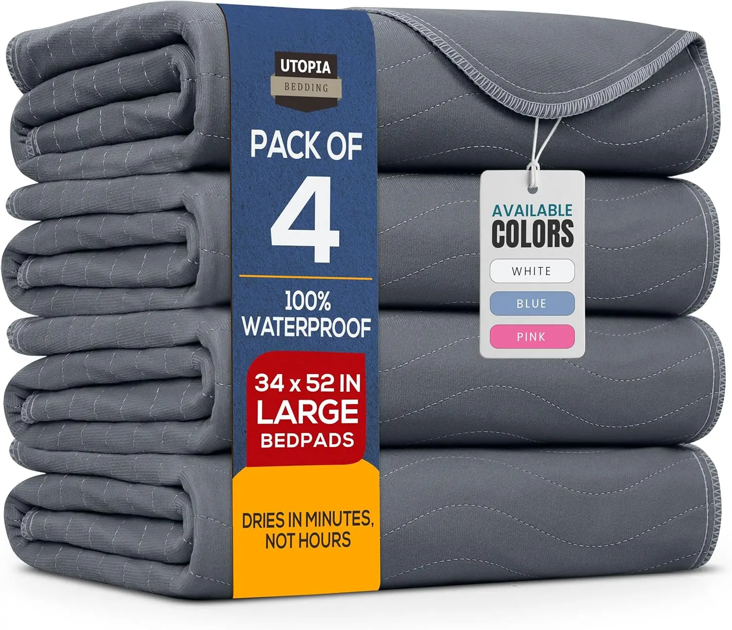 

Washable Underpads 34"" X 52"" (Pa Of 4), Waterproof Reusable Heavy Absorbency Ontinence Bed Pads For Adults, Kids, Elderly And