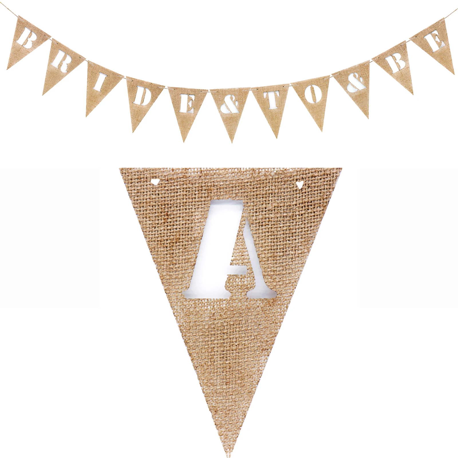 

Letter A-Z Burlap Pennant Banner Wedding DIY Jute Burlap Bunting Banner Flags Bar Baby Shower Birthday Festive Party Supplies