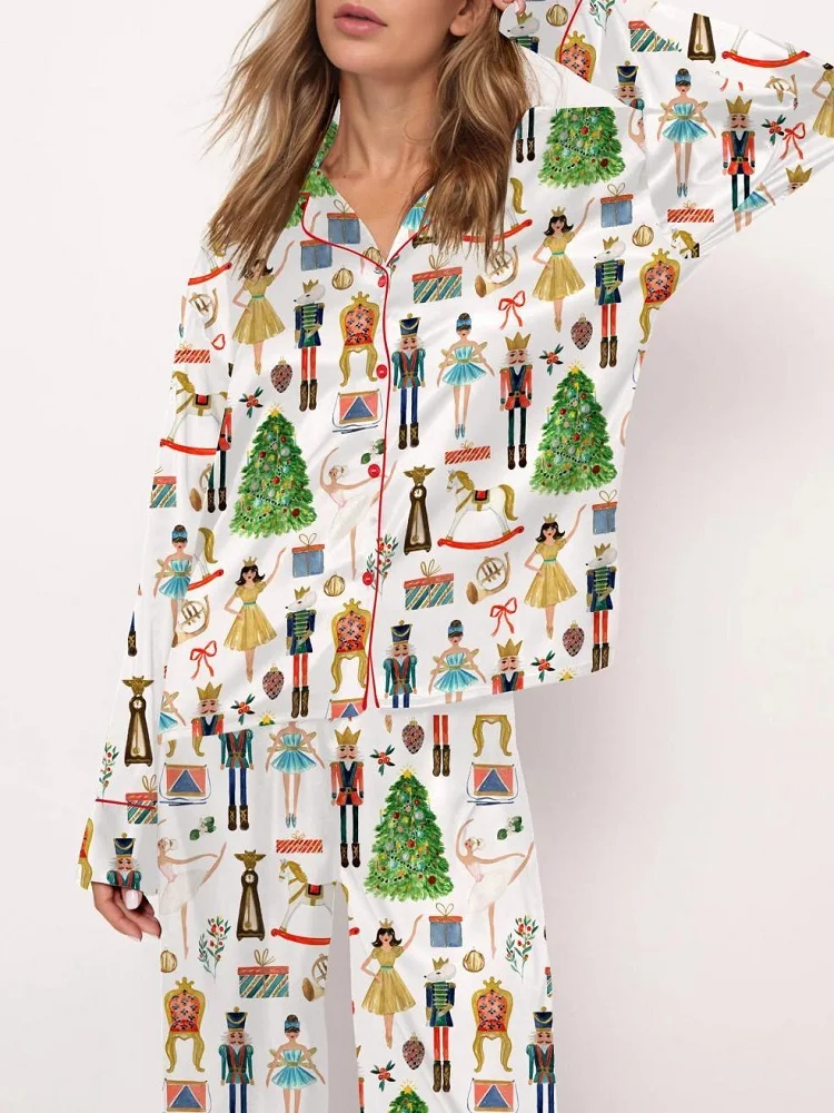 2025 New Christmas Tree Long Sleeve Pajamas Set Fashionable Casual Comfortable 3D Printed Casual Y2K Women's Pajama Set