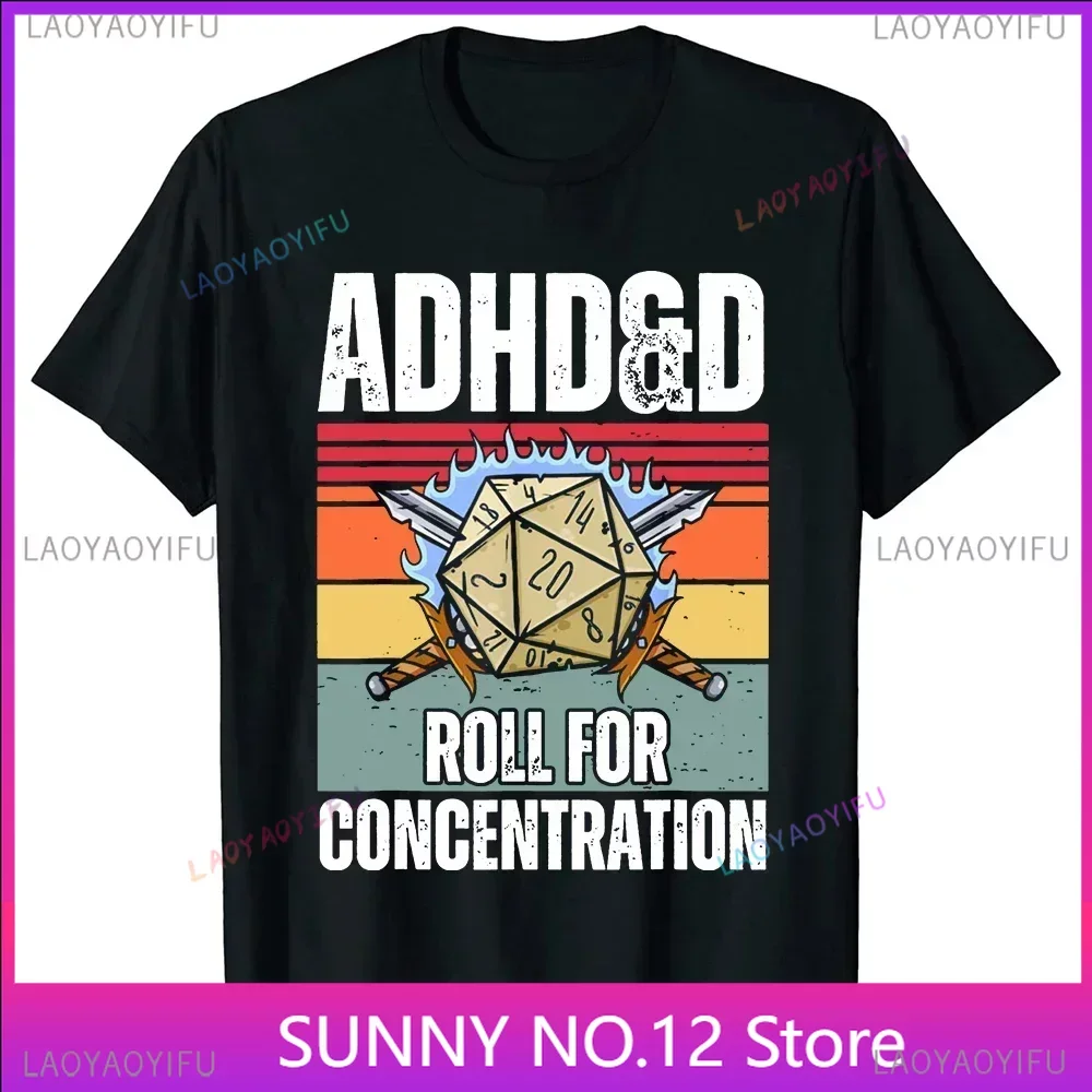 Funny Gamer DM RPG Dice Dragon T Shirts Summer Streetwear Top Gifts Men Retro Vintage Roll for Concentration Popular Customized