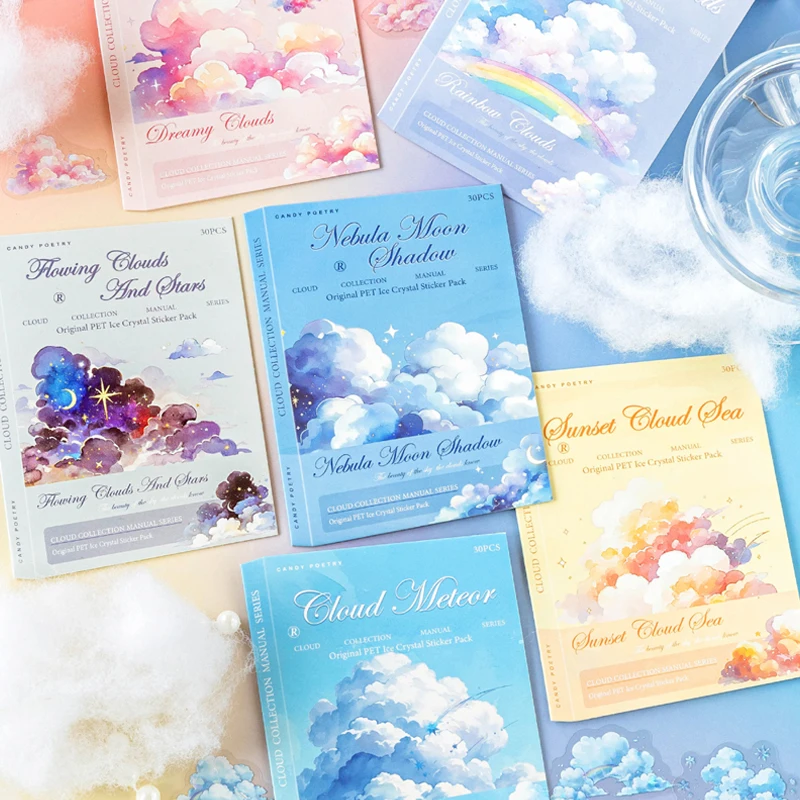 

30 листов/пакет, наклейка для домашних животных с красивыми облаками, сделай сам, справочник, креативная фоторамка для скрапбукинга, украшение для чехла для телефона, чашка для дневника