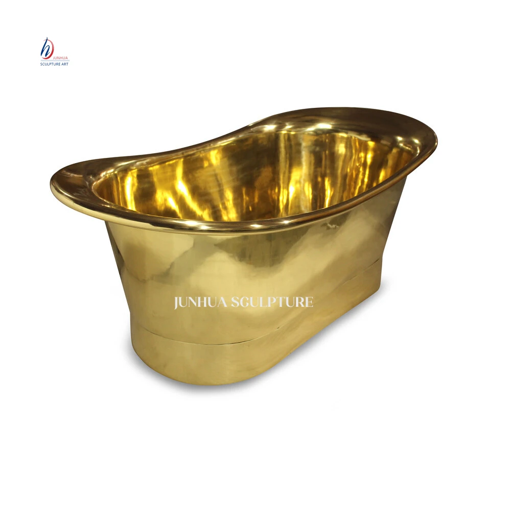 Luxury Handmade Antique Freestanding Golden Color Copper Bath Tub Stainless Steel Bathtub For Sale