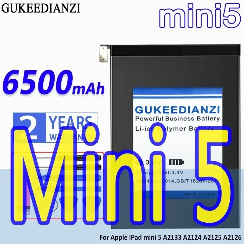 Gukedianzi-Apple iPad用大容量バッテリー、mini 5、6500mah、a2133、a2124、a2125、a2126