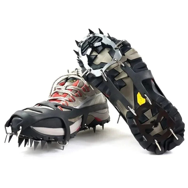 1 par de pinzas de hielo para zapatos antideslizantes, senderismo, escalada, picos de nieve, tacos, garras de cadena, empuñaduras, cubierta para botas
