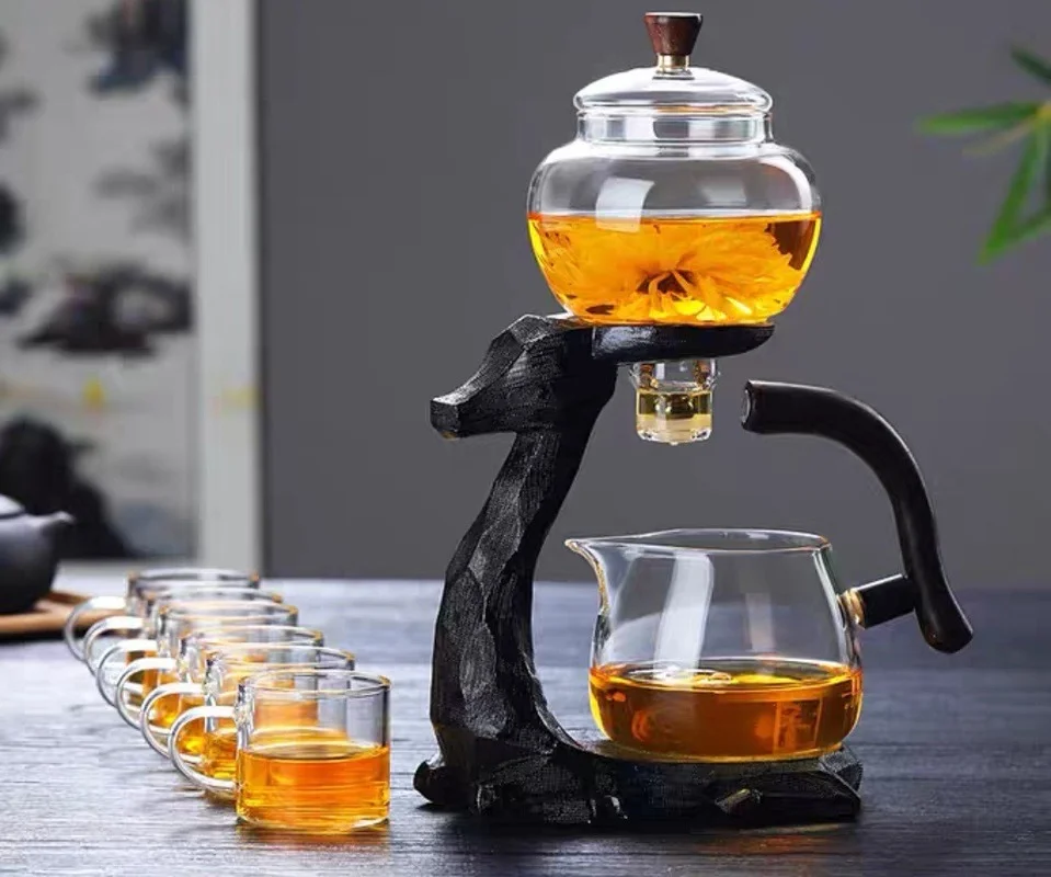 Fully Automatic Glass Kung Fu Tea Set Lazy   Magnetic Suction Fawn Heat-resistant pot Chhai