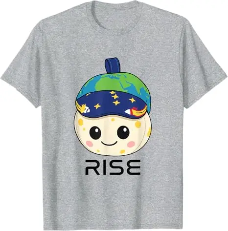 Rise Plush, Cute Space Tee, Moon Fan Gift T-Shirt Y2k Boys Fashion Exploration Cute Whimsical Art Graphic Clothes Personalized